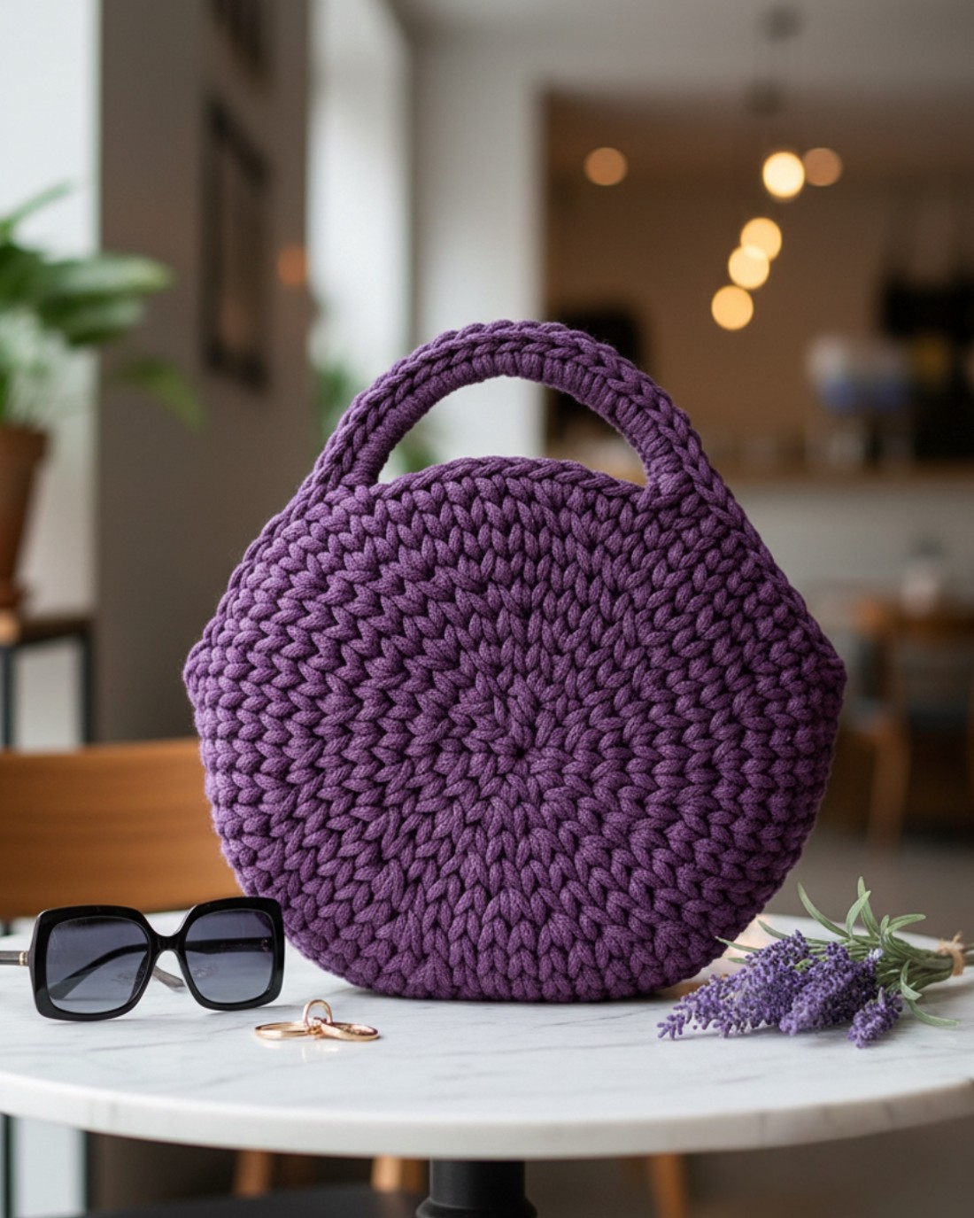 Geantă rotundă croșetată - genți și portofele - genți de mână și umăr - genți de mână - Artynos.ro