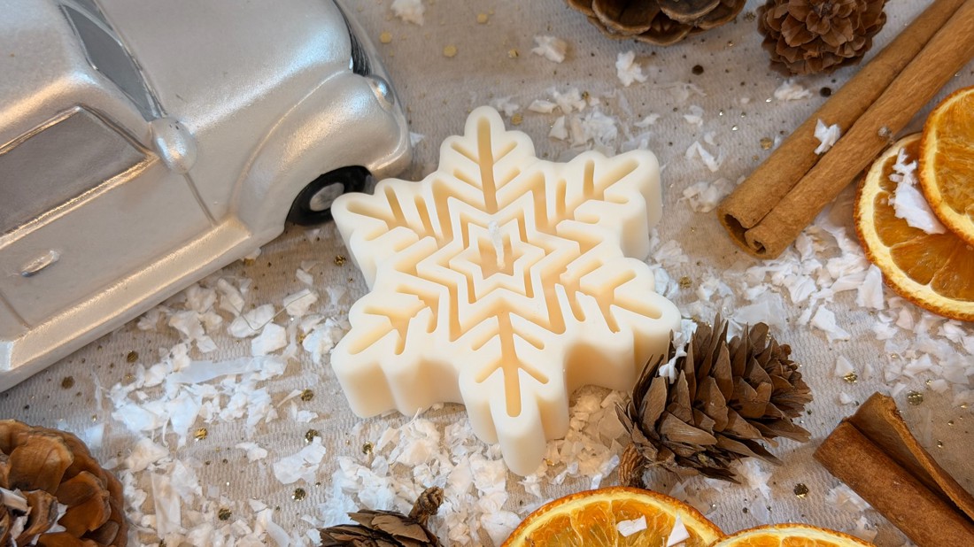 Lumânare din ceară de soia în formă de fulg de nea - crăciun - decorațiuni de crăciun de casă - lumânări parfumate de crăciun - Artynos.ro