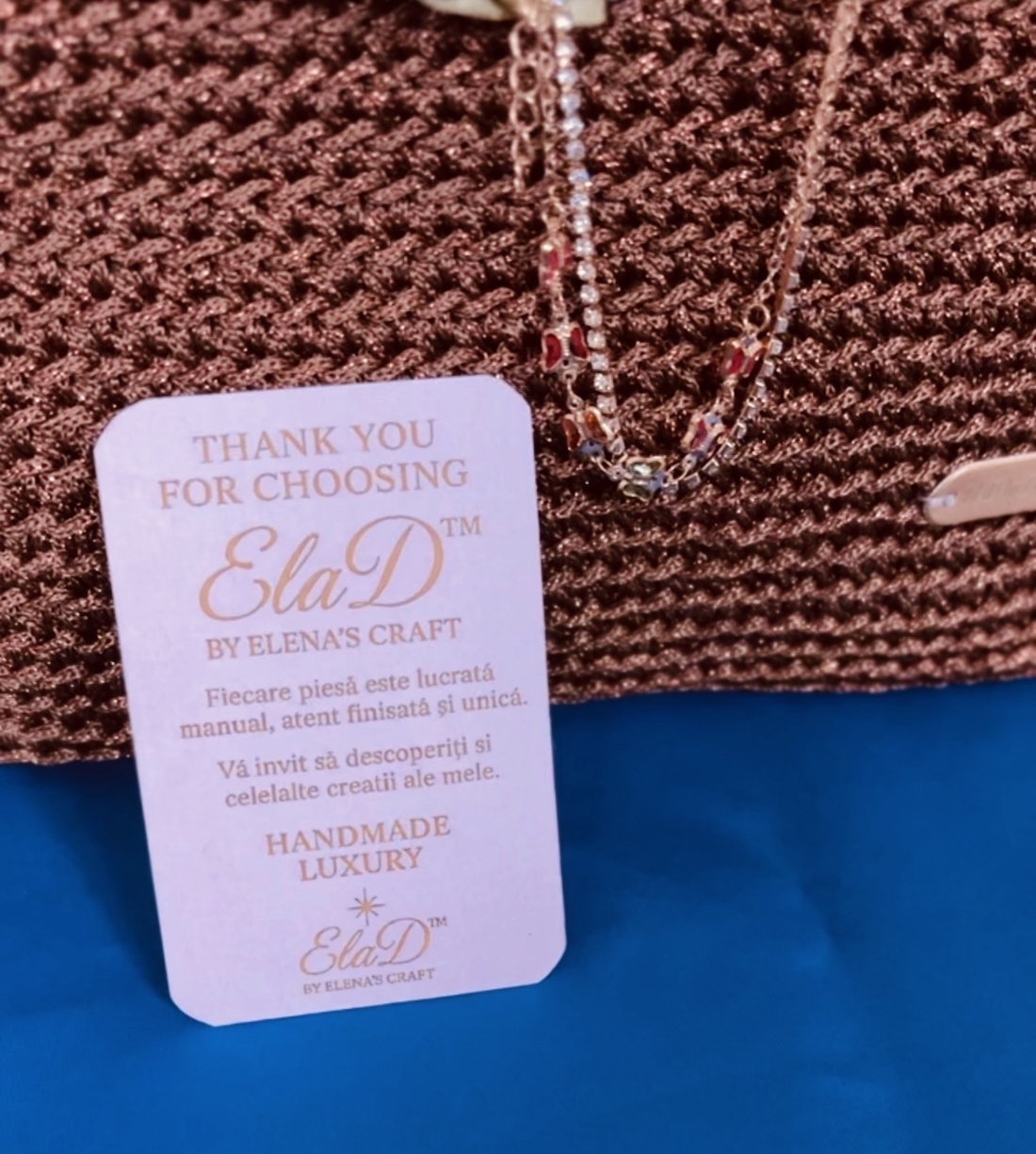 Geantă croșetată handmade elegantă maro cu fundă satin � ElaD� by Elena�s Craft - genți și portofele - genți de mână și umăr - geantă casual - Artynos.ro