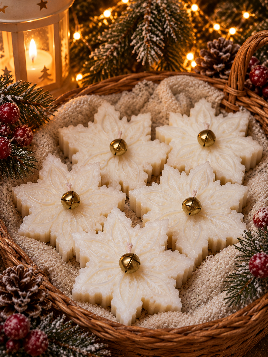 Lumânare parfumată tip fulg de nea, scorțișoară si cuișoare,ideal pentru: aniversări,Craciun, Secret Santa,cadou  - casă & stil de viață - lumânări, parfumuri, arome - ceară parfumată - Artynos.ro