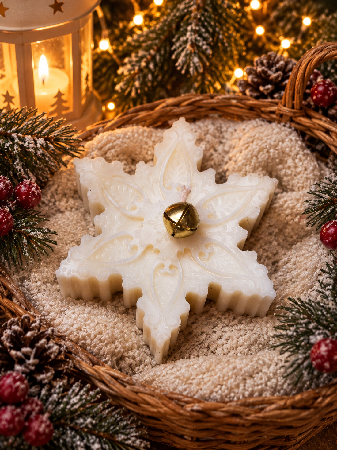 Lumânare parfumată tip fulg de nea, scorțișoară si cuișoare,ideal pentru: aniversări,Craciun, Secret Santa,cadou  - casă & stil de viață - lumânări, parfumuri, arome - ceară parfumată - Artynos.ro