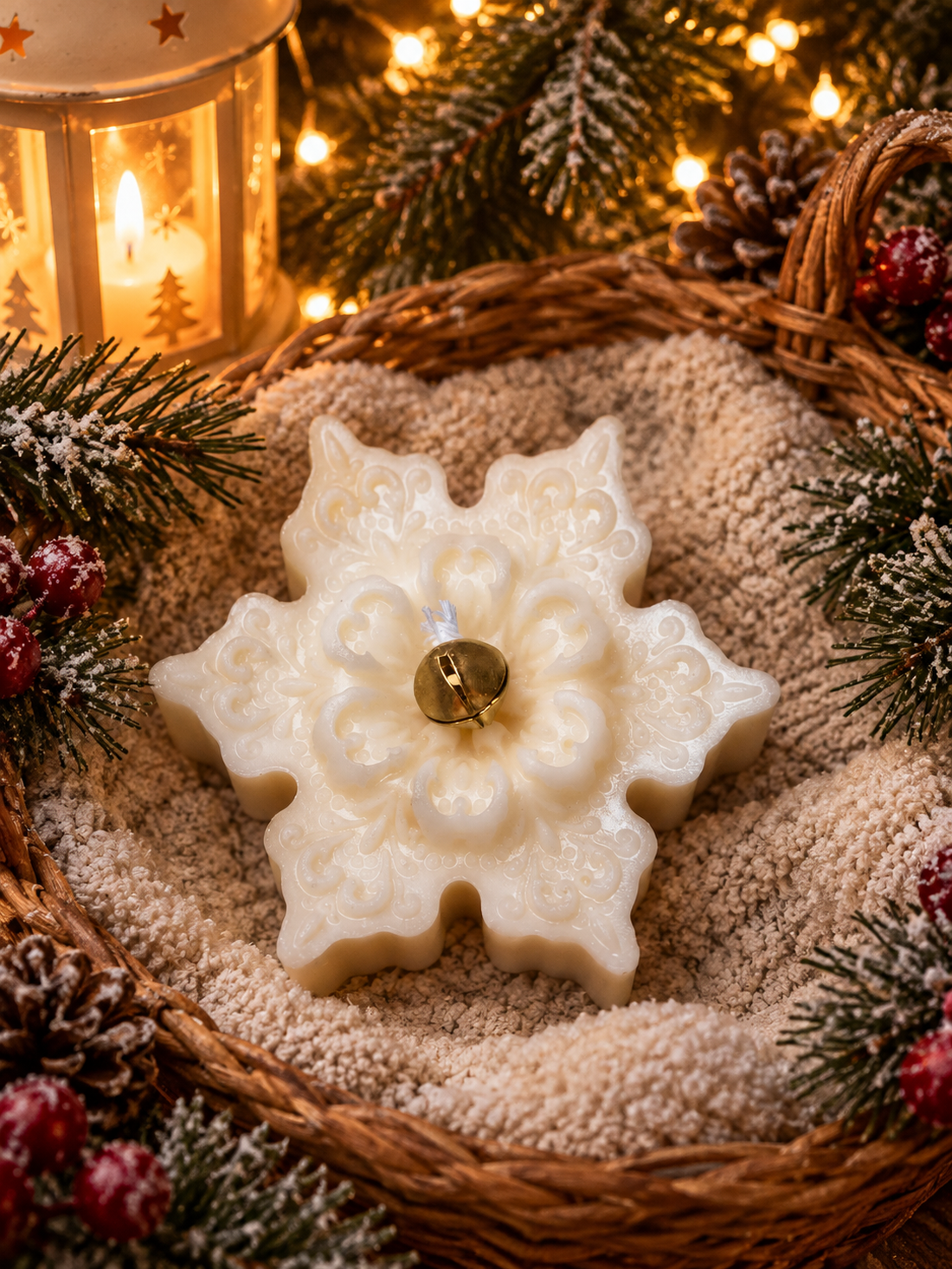 Lumânare parfumată tip fulg de nea, scorțișoară si cuișoare,ideal pentru: aniversări,Craciun, Secret Santa,cadou  - casă & stil de viață - lumânări, parfumuri, arome - ceară parfumată - Artynos.ro