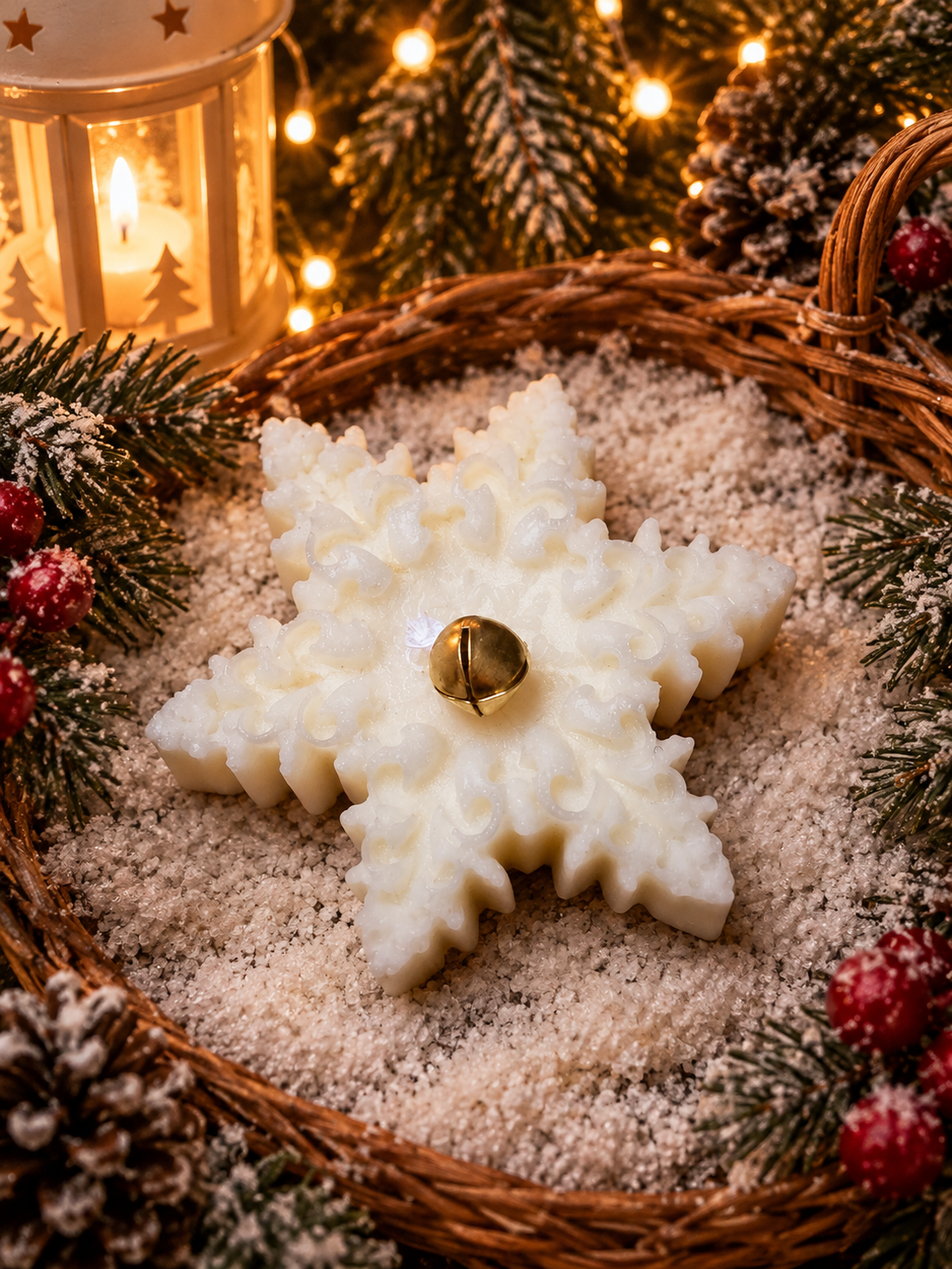 Lumânare parfumată tip fulg de nea, scorțișoară si cuișoare,ideal pentru: aniversări,Craciun, Secret Santa,cadou  - casă & stil de viață - lumânări, parfumuri, arome - ceară parfumată - Artynos.ro