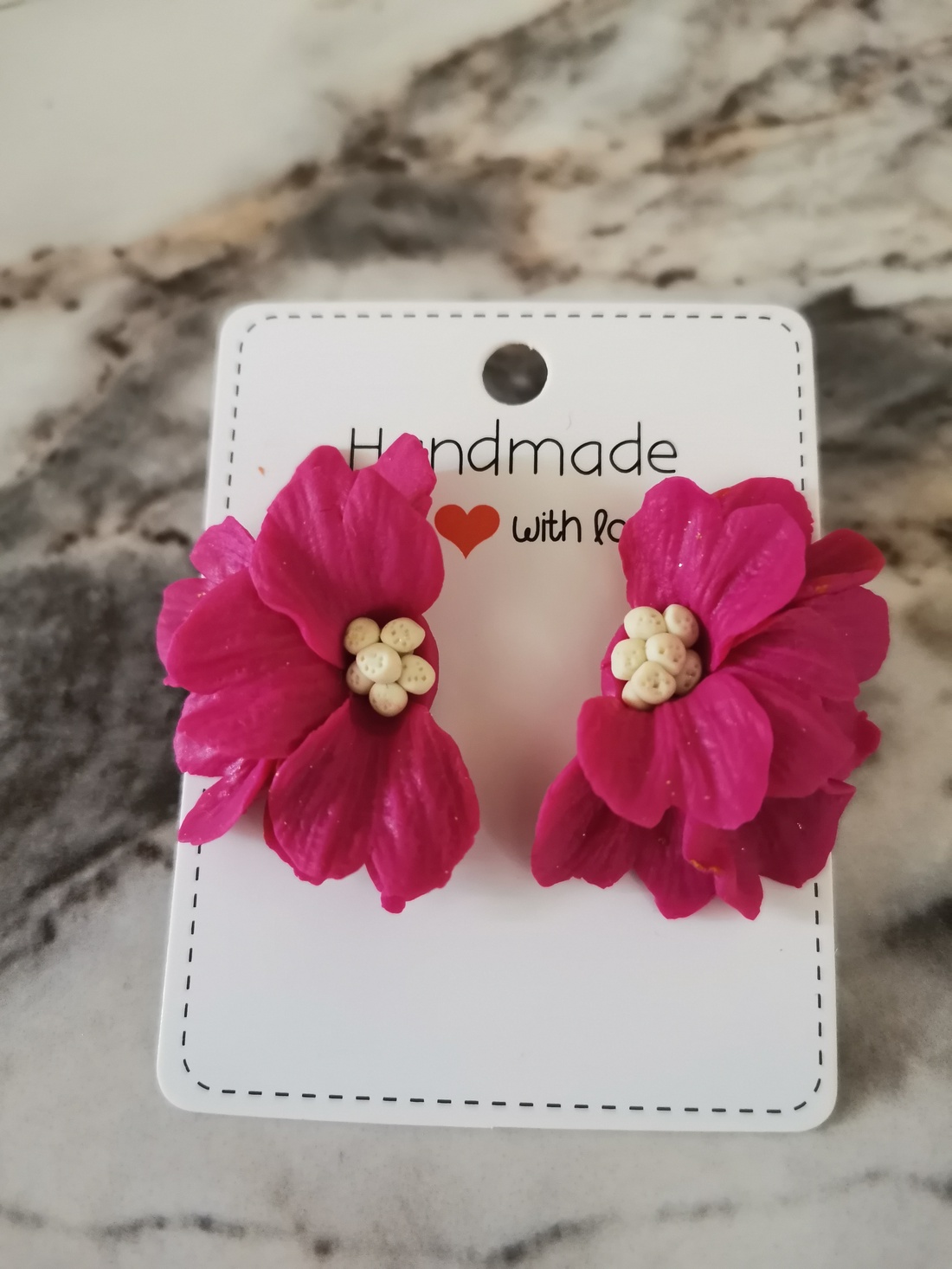 Cercei Flower Magenta - bijuterii - cercei - cercei și ornamente pentru urechi - Artynos.ro