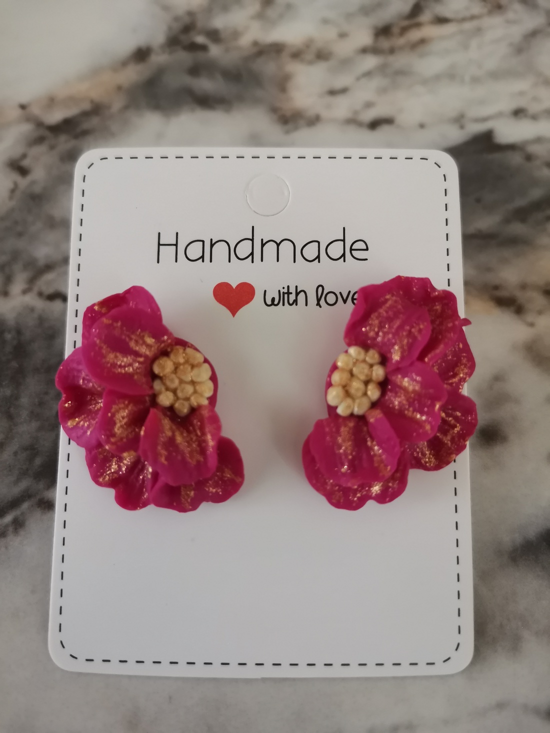 Cercei Flower Magenta - bijuterii - cercei - cercei și ornamente pentru urechi - Artynos.ro