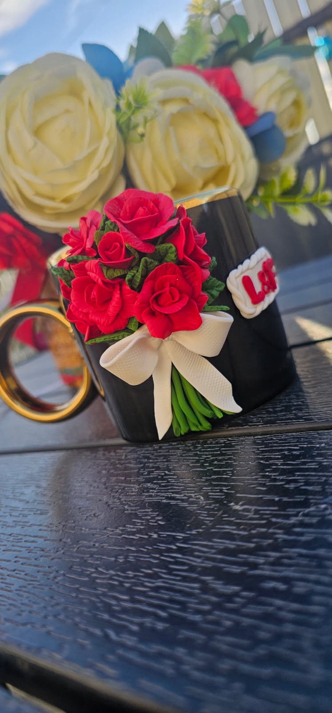 Cana personalizata cu trandafiri rosii - crăciun - cadouri de moș crăciun - cadouri de moș crăciun - Artynos.ro