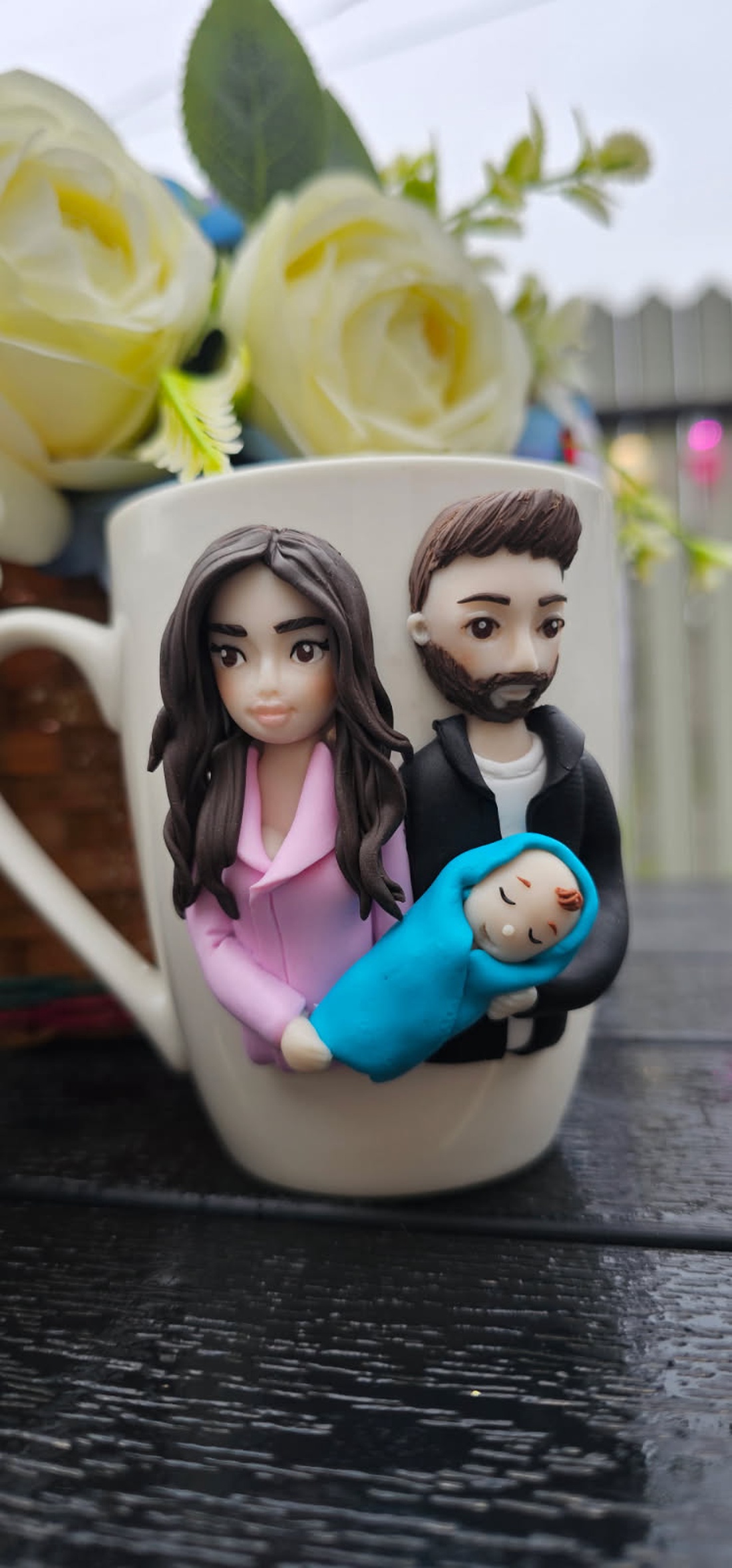 Cana personalizata famile cu bebelus - cadou perfect si original - crăciun - cadouri de moș crăciun - cadouri de moș crăciun - Artynos.ro