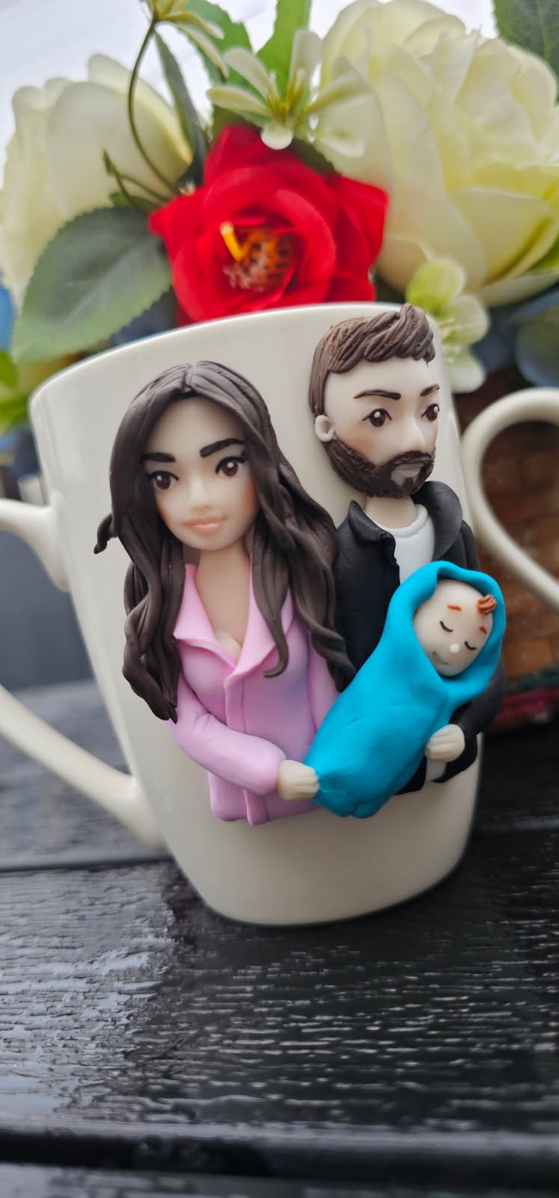 Cana personalizata famile cu bebelus - cadou perfect si original - crăciun - cadouri de moș crăciun - cadouri de moș crăciun - Artynos.ro