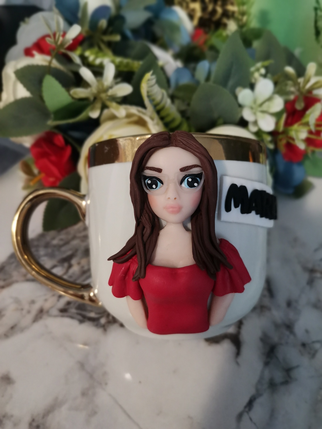 Cana personalizata cu figurina satena cu ochelari - casă & stil de viață - seturi de cadou - Artynos.ro