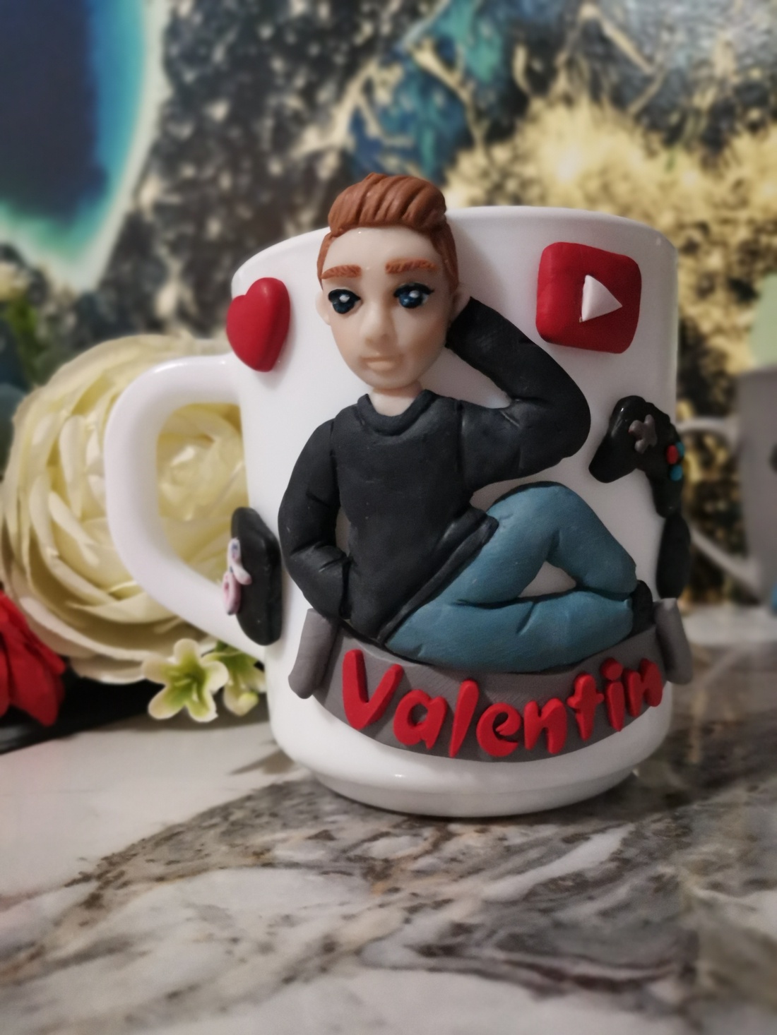 Cana personalizata cu figurina barbat/baiat/copil gamer - casă & stil de viață - seturi de cadou - Artynos.ro