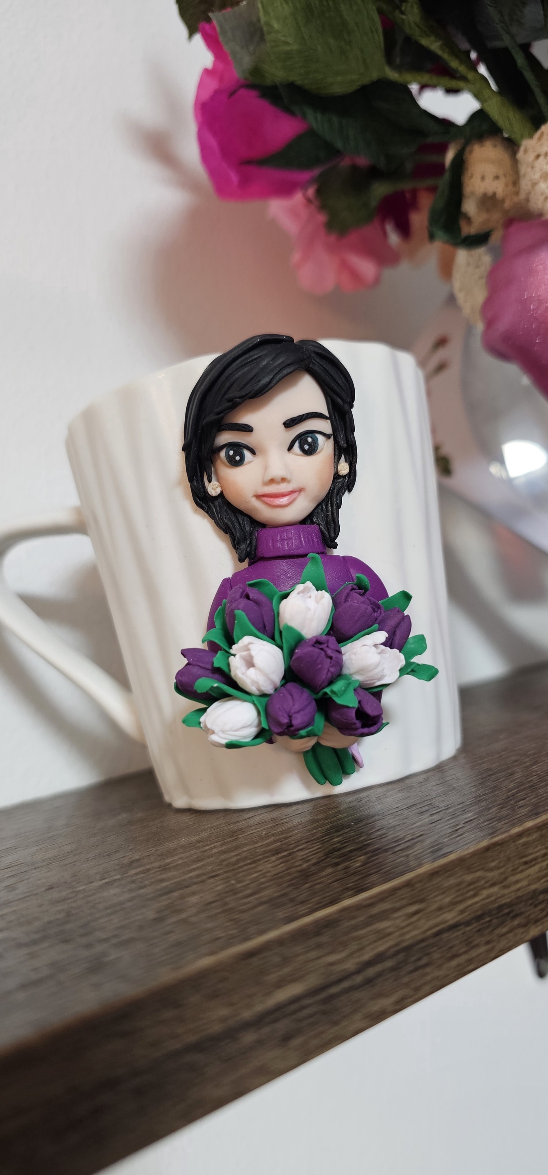 Cana personalizata cu figurina  3d si lalele - casă & stil de viață - seturi de cadou - Artynos.ro