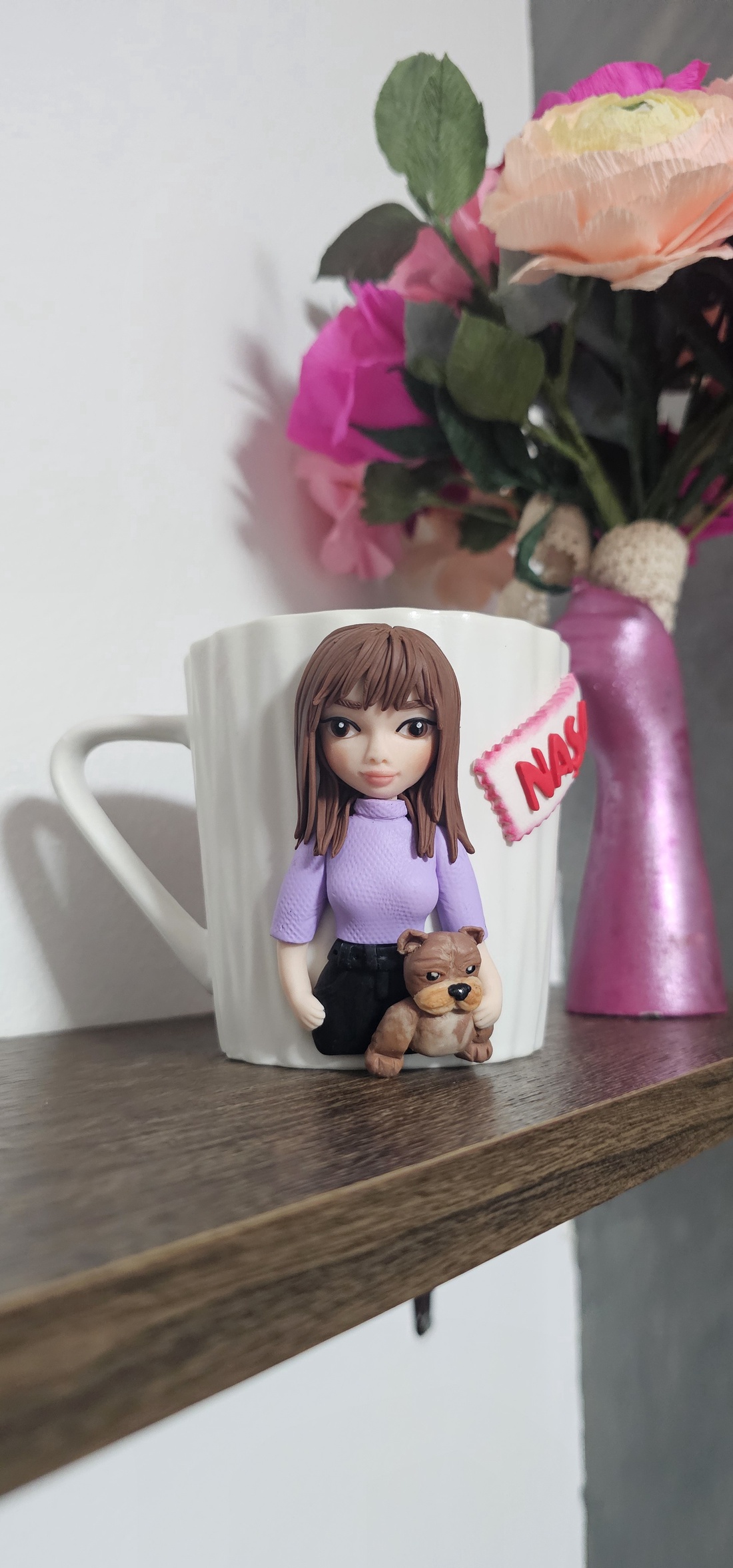 Cana personalizata pentru nasa cu figurina 3d si caine american bully - casă & stil de viață - seturi de cadou - Artynos.ro