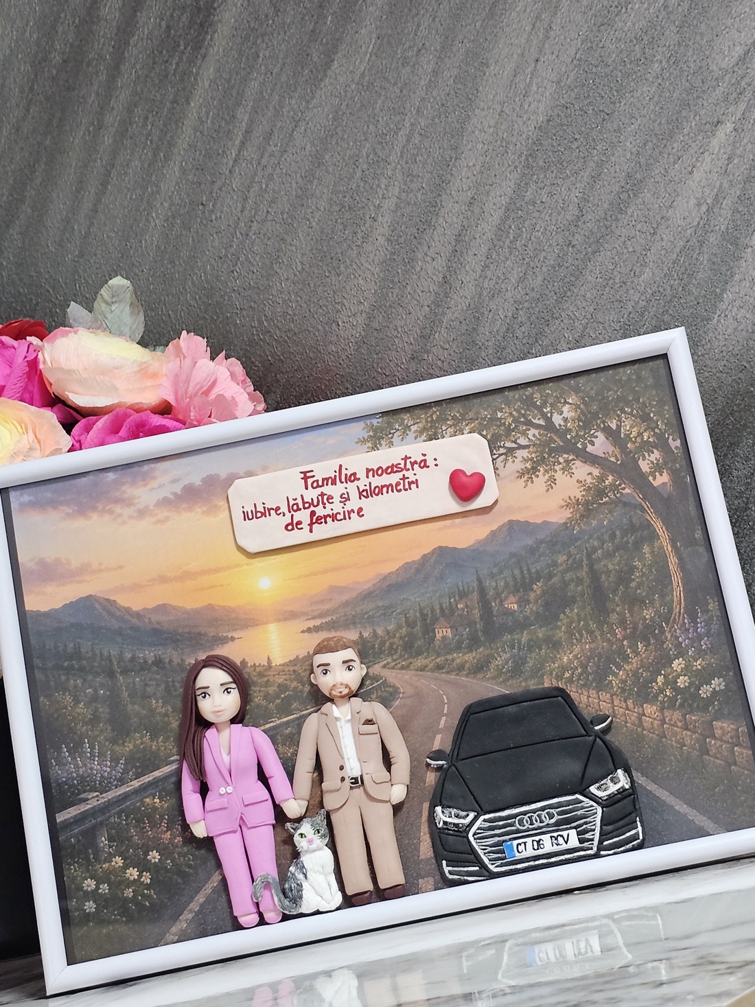 Tablou personalizat cu figurine din Fimo - realizat la comanda - casă & stil de viață - decorațiuni de casă - decorațiuni de pereți - tablou cu licheni - Artynos.ro