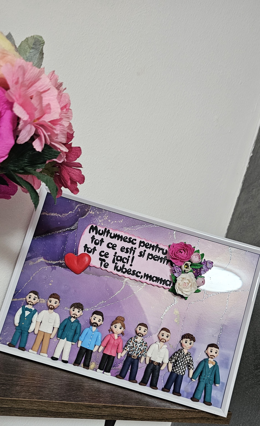 Tablou personalizat cu figurine 3d din Fimo - realizat la comanda - casă & stil de viață - decorațiuni de casă - decorațiuni de pereți - tablou cu licheni - Artynos.ro