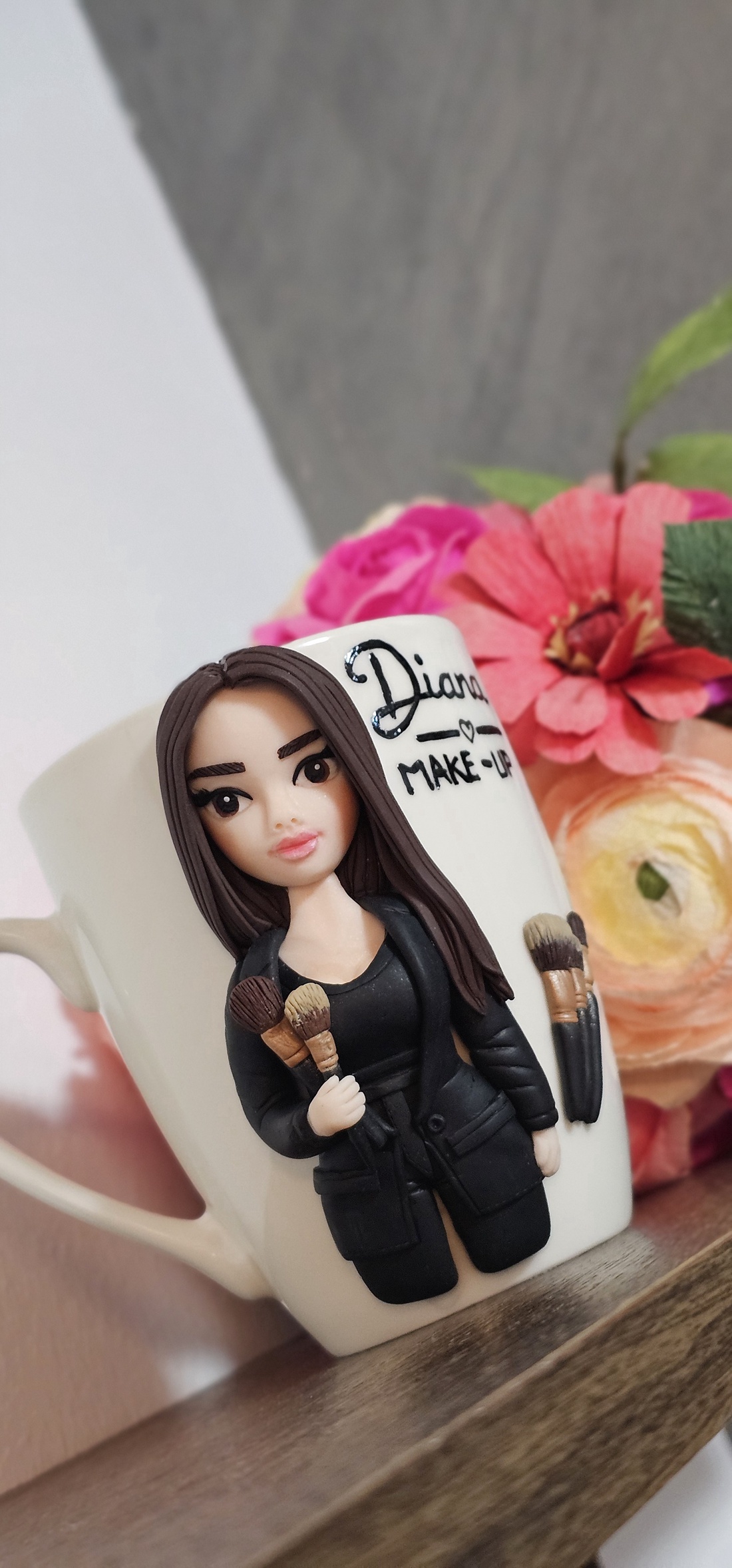 Cana decorata cu fimo make-up artist/nail artist - casă & stil de viață - echipamente de bucătărie - accesorii de servire - căni - Artynos.ro