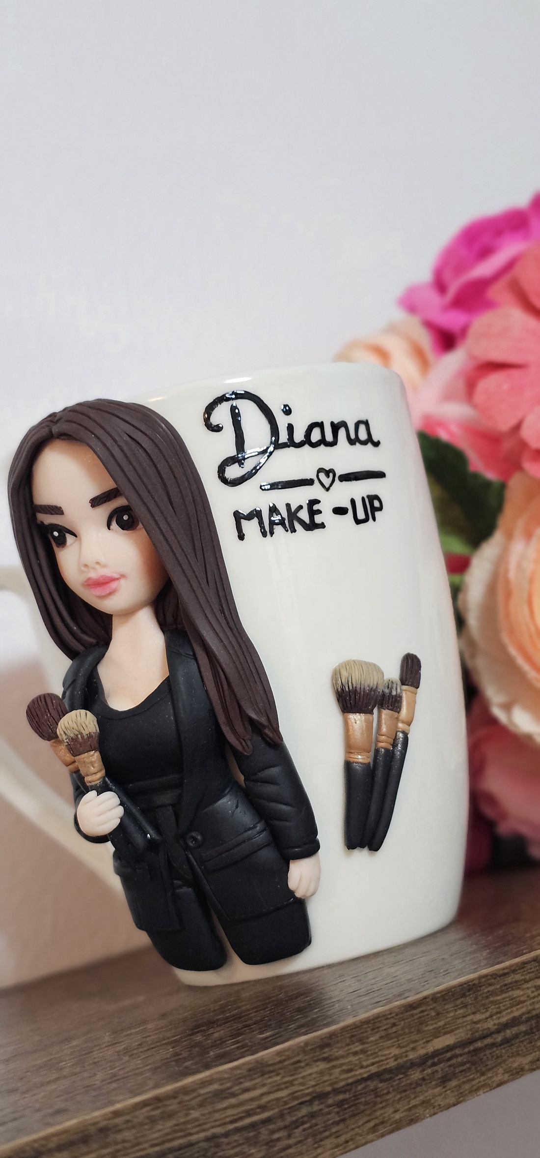 Cana decorata cu fimo make-up artist/nail artist - casă & stil de viață - echipamente de bucătărie - accesorii de servire - căni - Artynos.ro