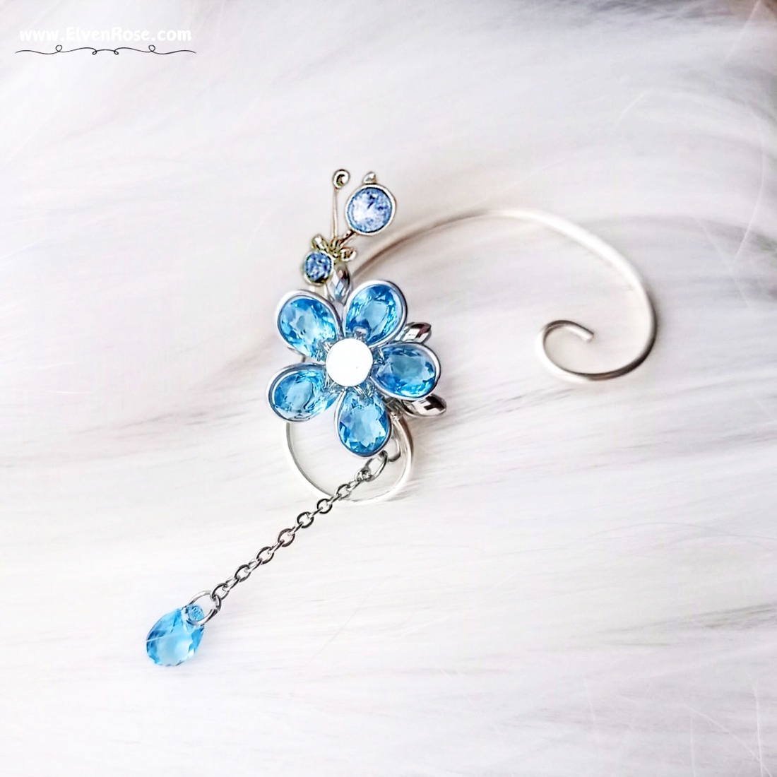 Cercel ear wrap Azure Bloom in a Rainy Day - bijuterii - cercei - cercei și ornamente pentru urechi - Artynos.ro Cercel ear wrap Azure Bloom in a Rainy Day - bijuterii - cercei - cercei și ornamente pentru urechi - Artynos.ro