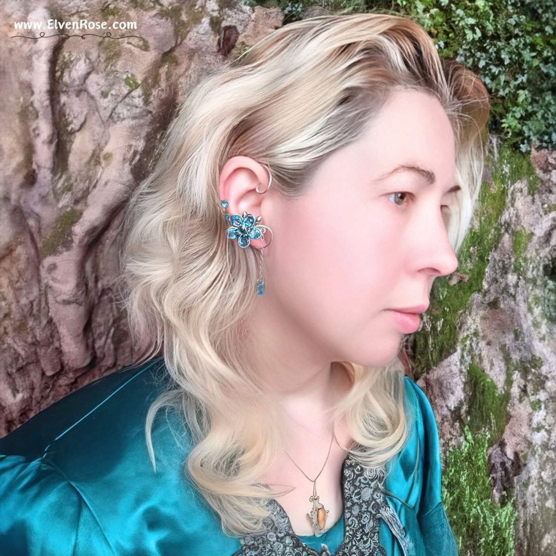 Cercel ear wrap Azure Bloom in a Rainy Day - bijuterii - cercei - cercei și ornamente pentru urechi - Artynos.ro Cercel ear wrap Azure Bloom in a Rainy Day - bijuterii - cercei - cercei și ornamente pentru urechi - Artynos.ro