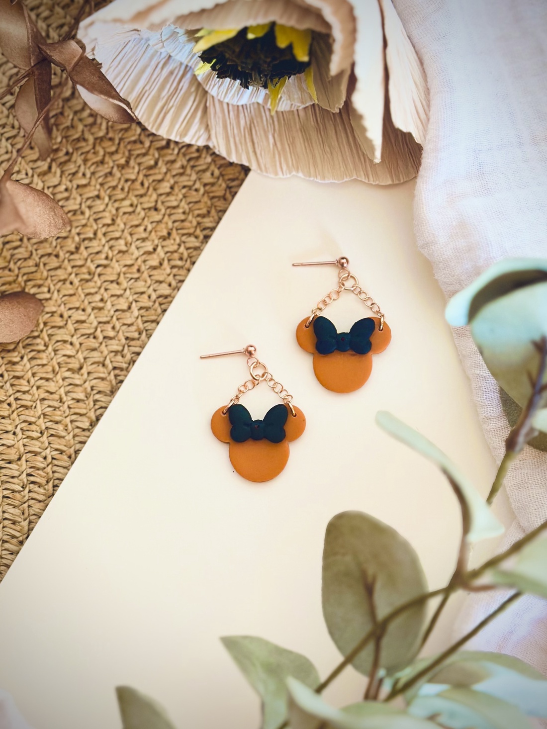 Cercei argila - Autumn Minnie  - bijuterii - cercei - cercei cu figurine - Artynos.ro