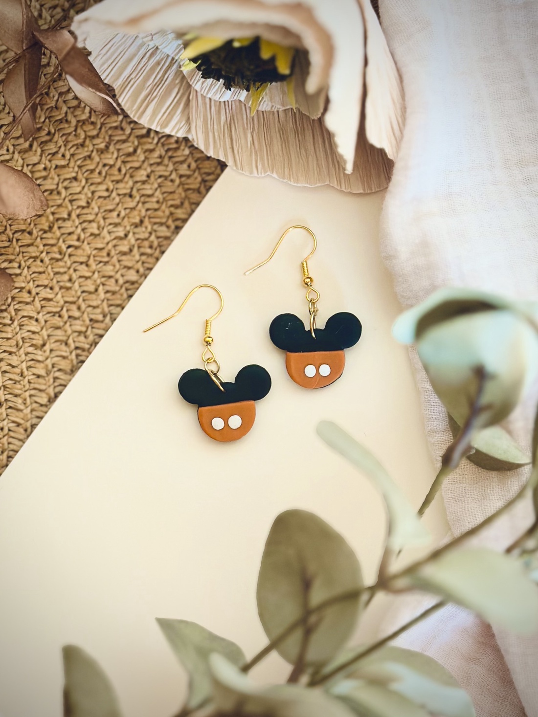 Cercei Argila - Pumpkin Mickey - bijuterii - cercei - cercei cu figurine - Artynos.ro