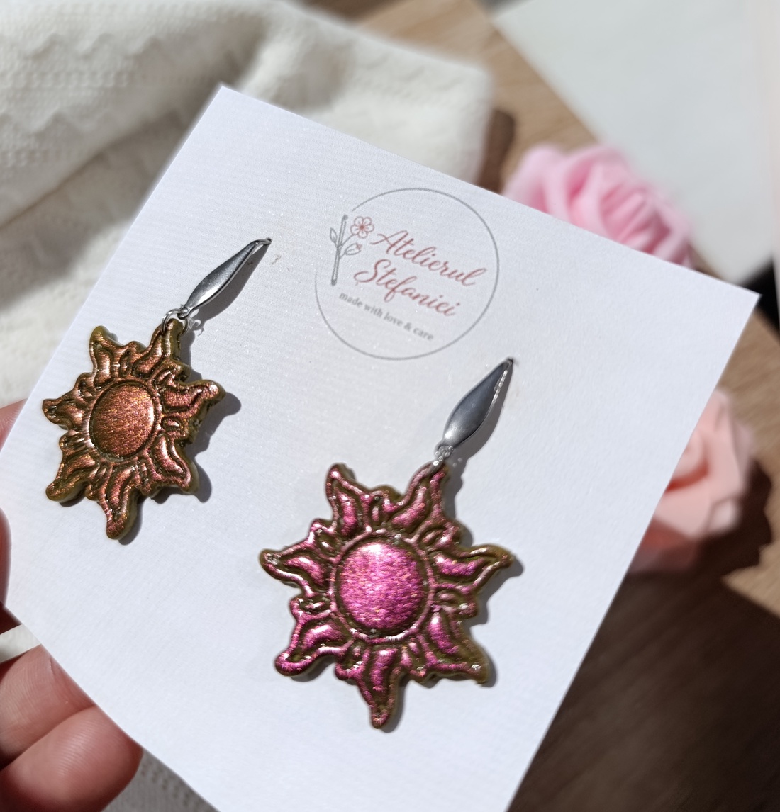 Cercei handmade Soare - bijuterii - cercei - cercei lungi - Artynos.ro
