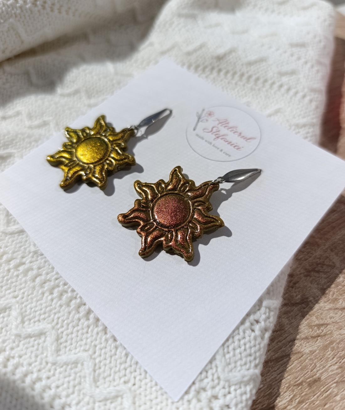 Cercei handmade Soare - bijuterii - cercei - cercei lungi - Artynos.ro