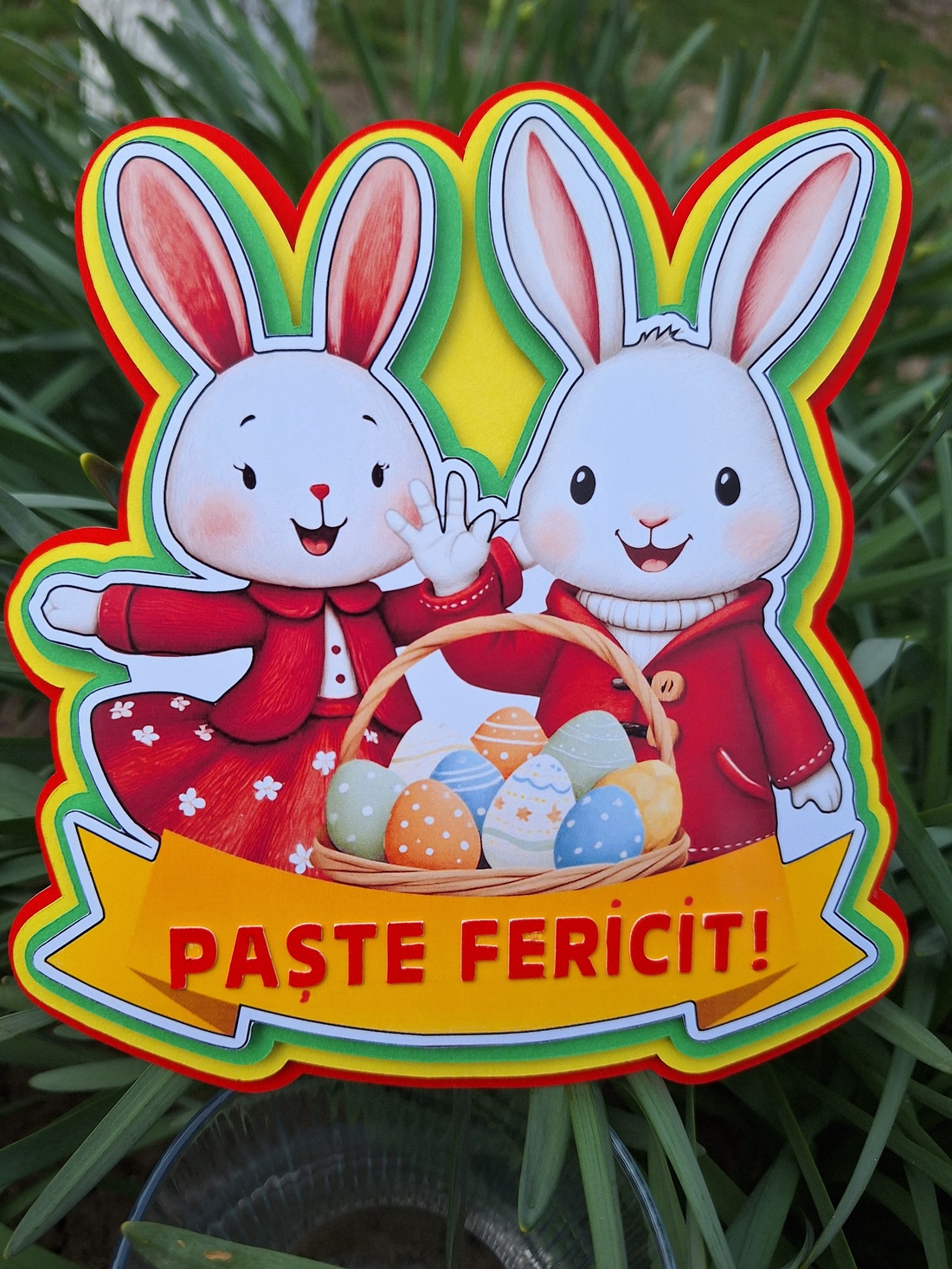 Set decoratiuni topper 3D Iepurasi veseli - decor de sărbători - decorațiuni de paște - decor masă de paște - Artynos.ro