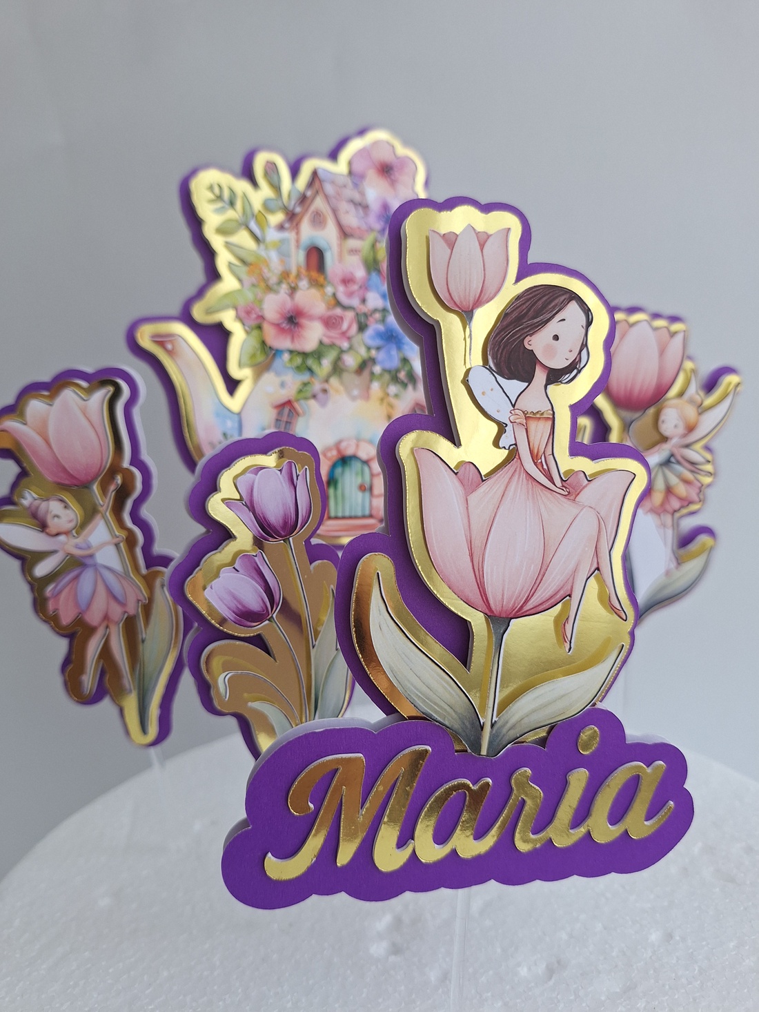 Set cake topper 3D Gradina Zanelor - casă & stil de viață - decorațiuni de casă - decorațiuni de masă și rafturi - decorațiuni de masă - Artynos.ro