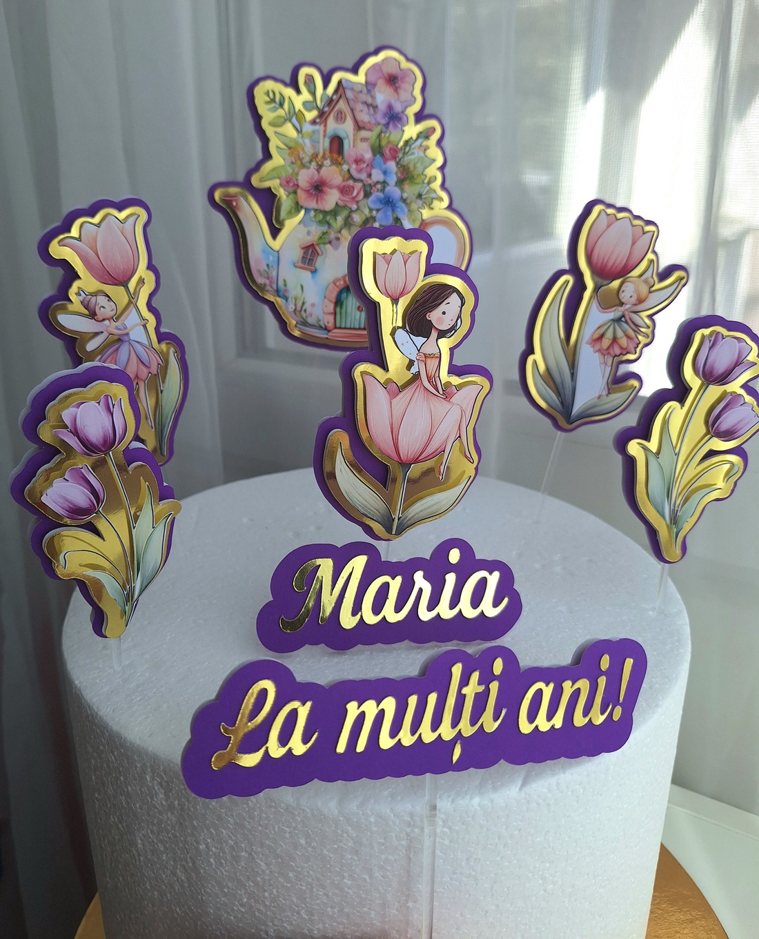 Set cake topper 3D Gradina Zanelor - casă & stil de viață - decorațiuni de casă - decorațiuni de masă și rafturi - decorațiuni de masă - Artynos.ro