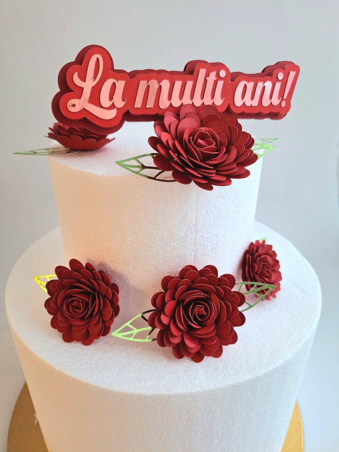 Set topper 3d decor tort cu flori si mesaj La multi ani - casă & stil de viață - decorațiuni de casă - decorațiuni de masă și rafturi - decorațiuni de masă - Artynos.ro