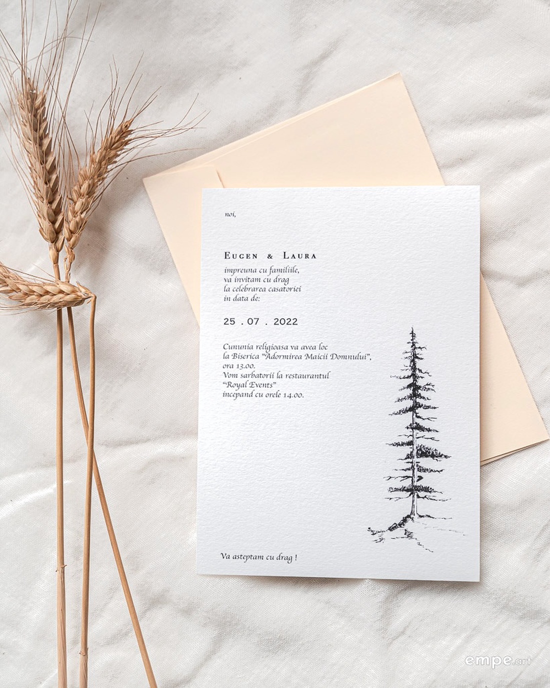 invitație de nunta design minimalist cu plic inclus(25buc/set) - accesorii nuntă - invitații și felicitări de nuntă - invitații nuntă - Artynos.ro