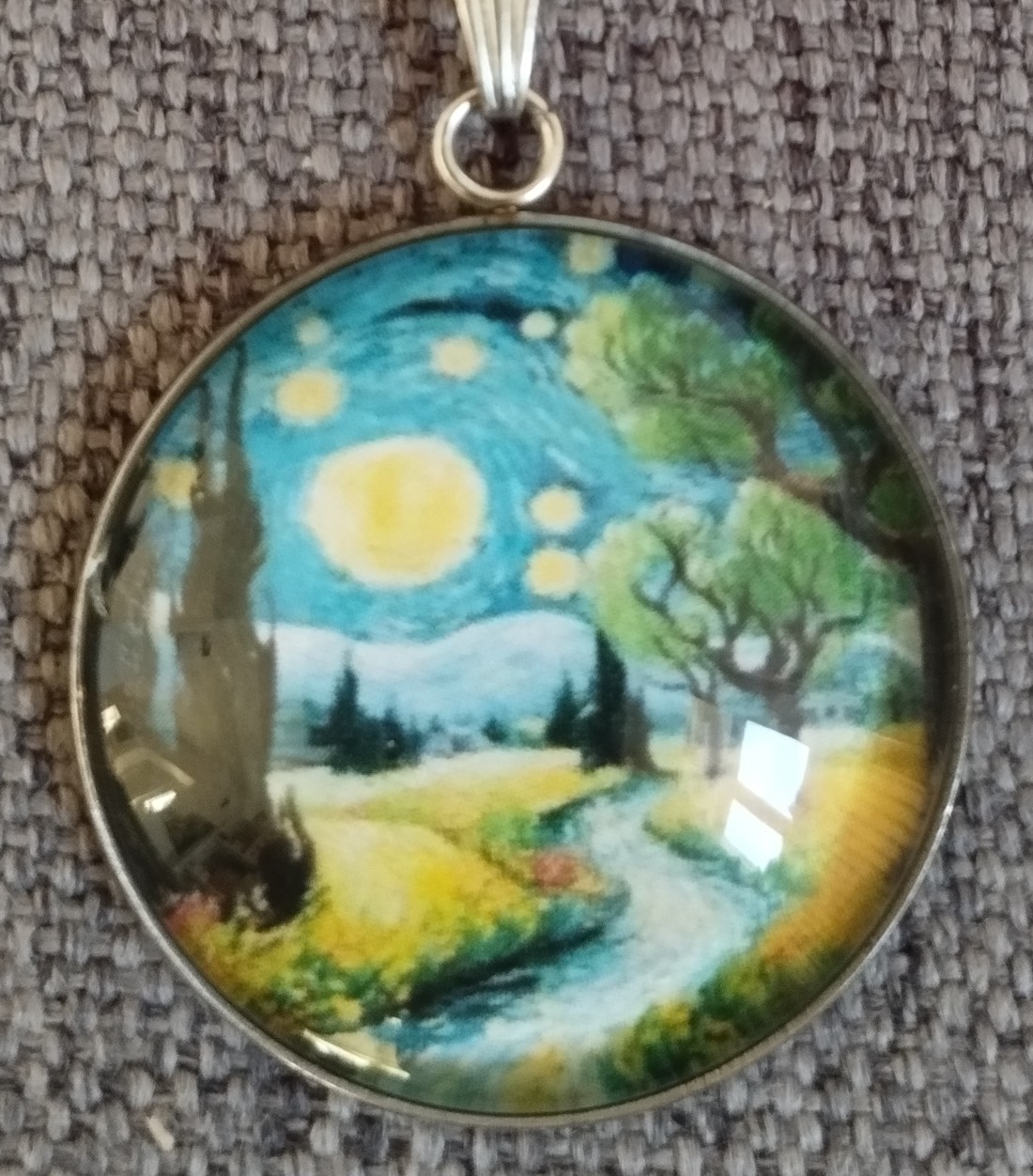 Lentile de sticlă inspirate de Van Gogh, set colier și cercei din oțel medical -  - Artynos.ro