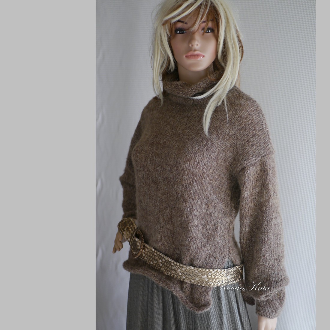 TEKNŐC ALPAKA - pulover exclusiv tricotat manual / alb închis - îmbrăcăminte și modă - haine damă - hanorace, cardigane - Artynos.ro