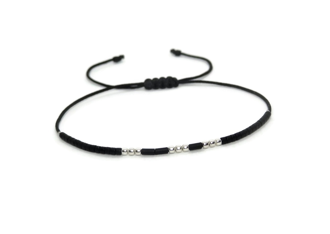 Bratara minimalista personalizata - Smile - cod morse / Bratari personalizate - bijuterii - brățări - brățară cu mărgele - Artynos.ro