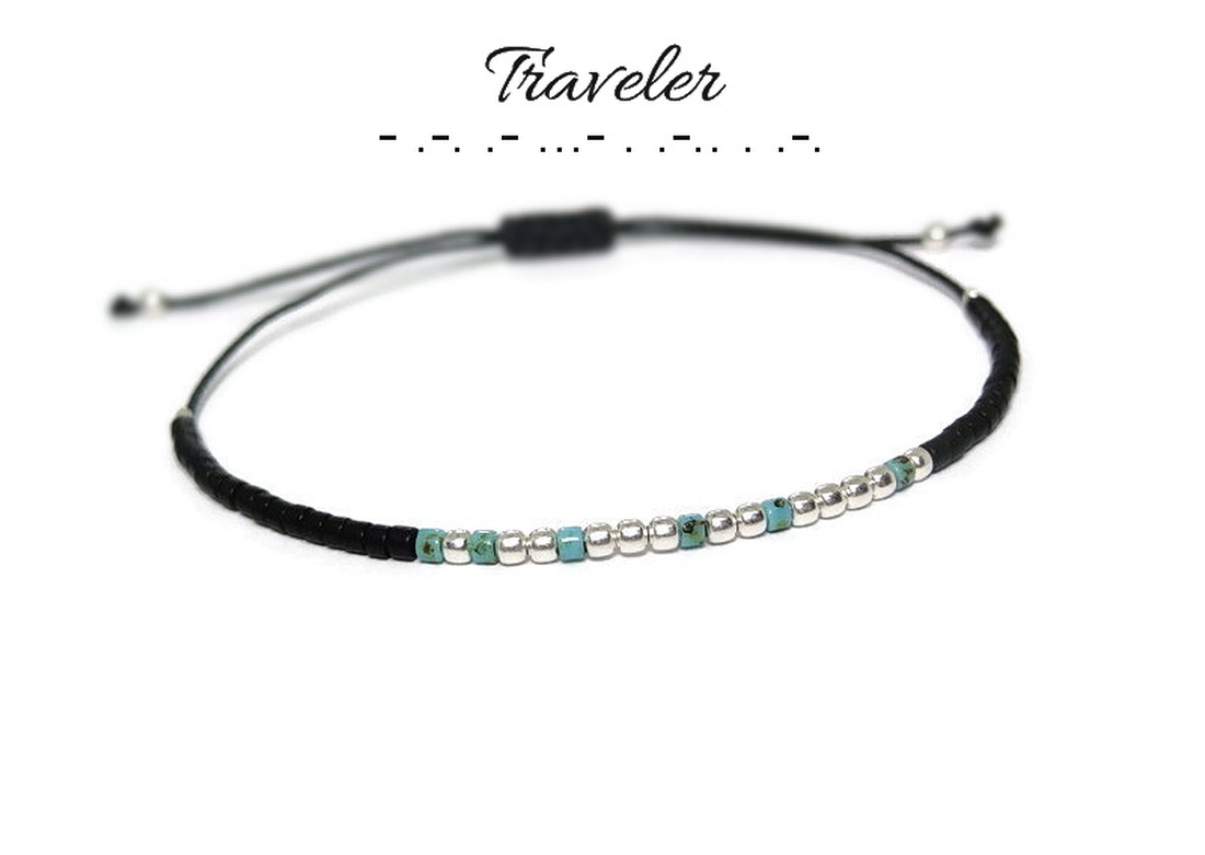 Bratara minimalista personalizata - Traveler - cod morse / Bratari personalizate - bijuterii - brățări - brățară cu mărgele - Artynos.ro