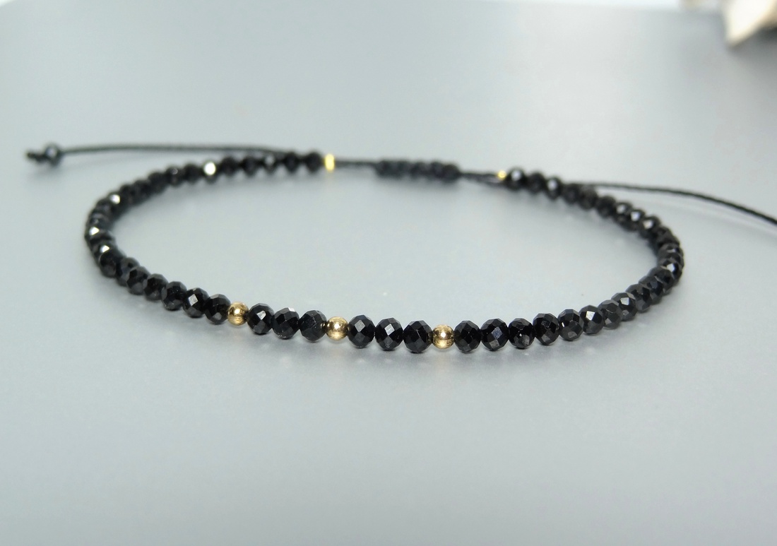Bratara aur filat 14K / Gold Filled si turmalina neagra - Midnight Protection - bijuterii - brățări - brățări din mărgele - Artynos.ro