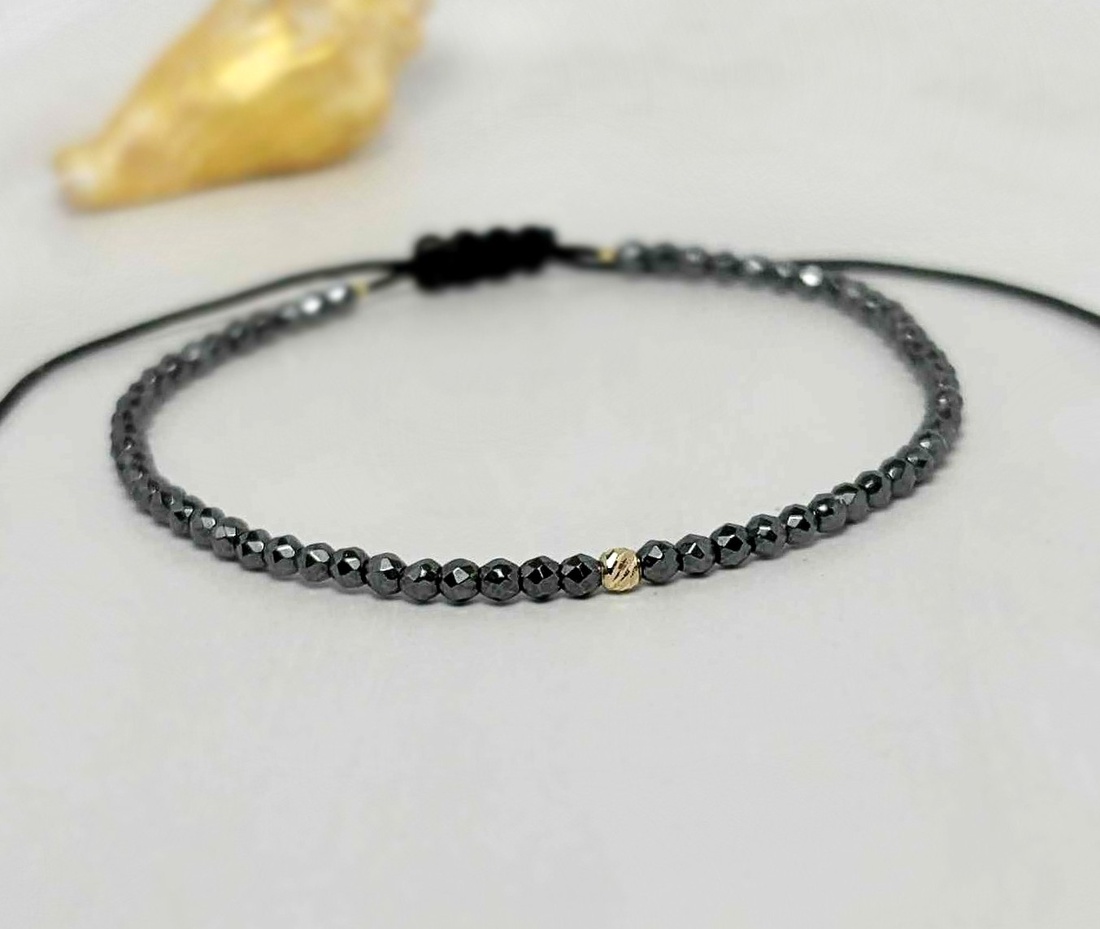 Bratara Golden Steel - hematit fatetat - bijuterii - brățări - brățări din mărgele - Artynos.ro