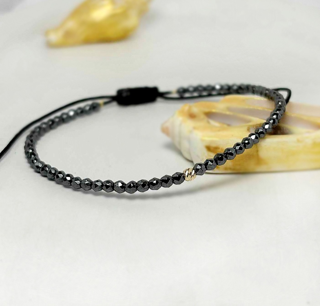Bratara Golden Steel - hematit fatetat - bijuterii - brățări - brățări din mărgele - Artynos.ro
