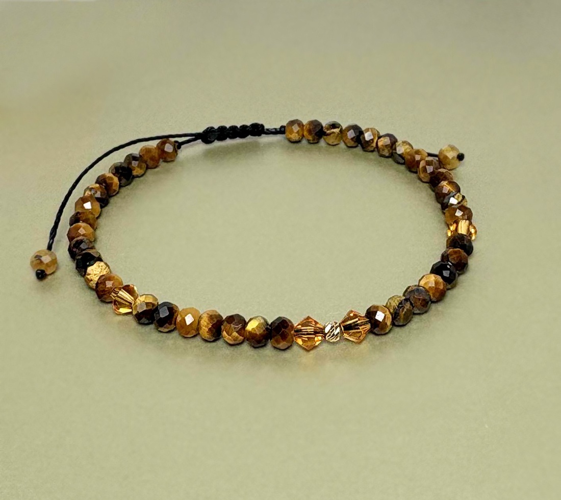 Bratara Amber Gold - pietre semipretioase ochi de tigru - bijuterii - brățări - brățări din mărgele - Artynos.ro