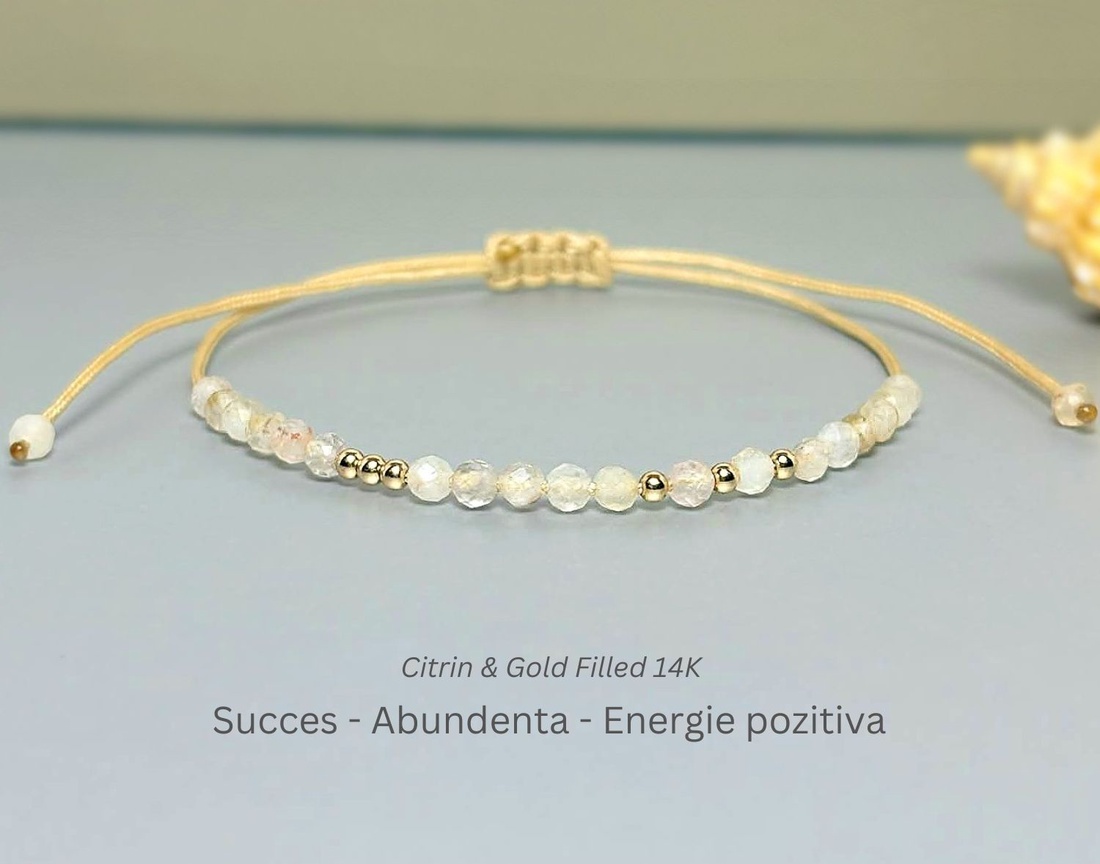 Bratara aur filat 14K / Gold Filled si citrin - Abundance Glow - bijuterii - brățări - brățări din mărgele - Artynos.ro