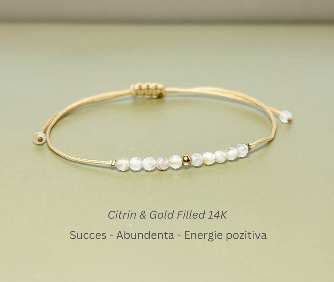 Bratara aur filat 14K / Gold Filled si citrin - Abundance Glow - bijuterii - brățări - brățări din mărgele - Artynos.ro
