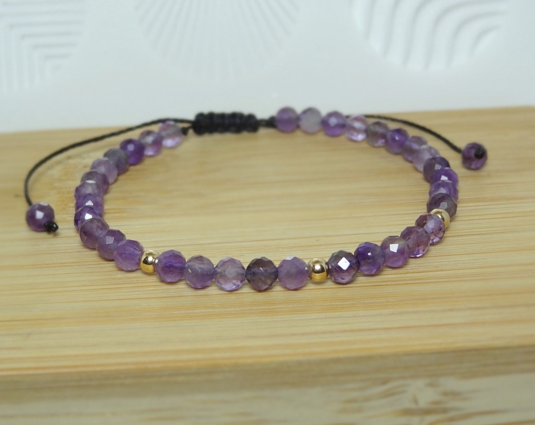 Bratara aur filat 14K / Gold Filled si ametist - Purple Glow - bijuterii - brățări - brățări din mărgele - Artynos.ro