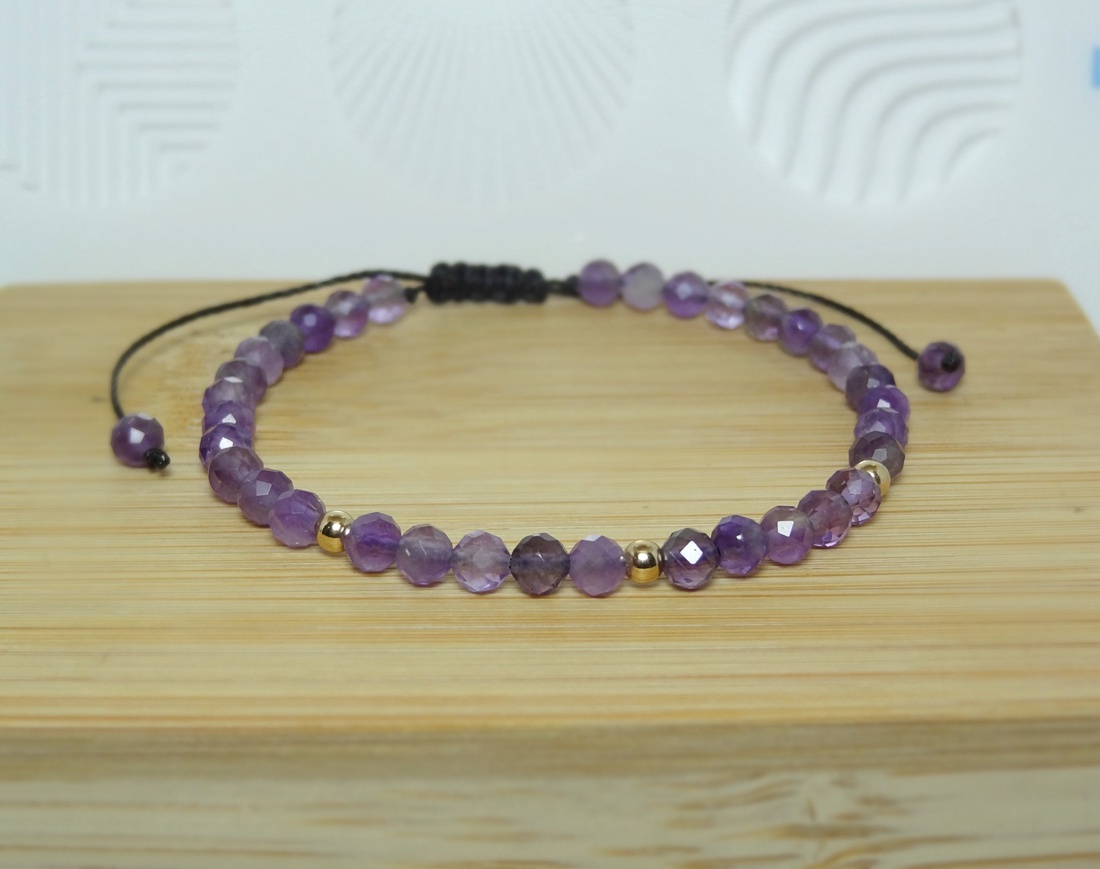 Bratara aur filat 14K / Gold Filled si ametist - Purple Glow - bijuterii - brățări - brățări din mărgele - Artynos.ro