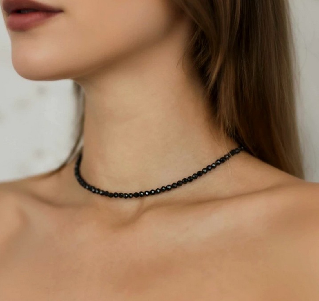 Colier protectie din turmalina neagra - Noir Shield - bijuterii - coliere - coliere din pietre semiprețioase - Artynos.ro