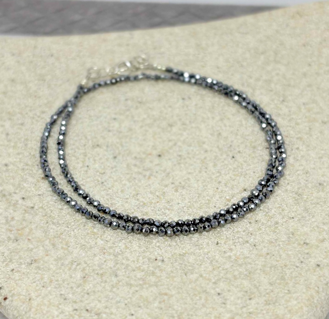 Colier din terahertz fatetat - Silver Energy - bijuterii - coliere - coliere din pietre semiprețioase - Artynos.ro