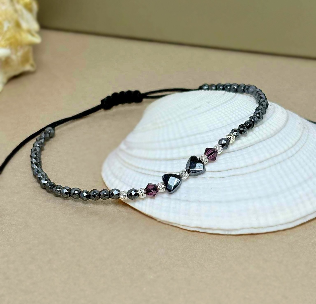 Bratara din hematit si cristale Preciosa - Silent Love - bijuterii - brățări - brățări din mărgele - Artynos.ro