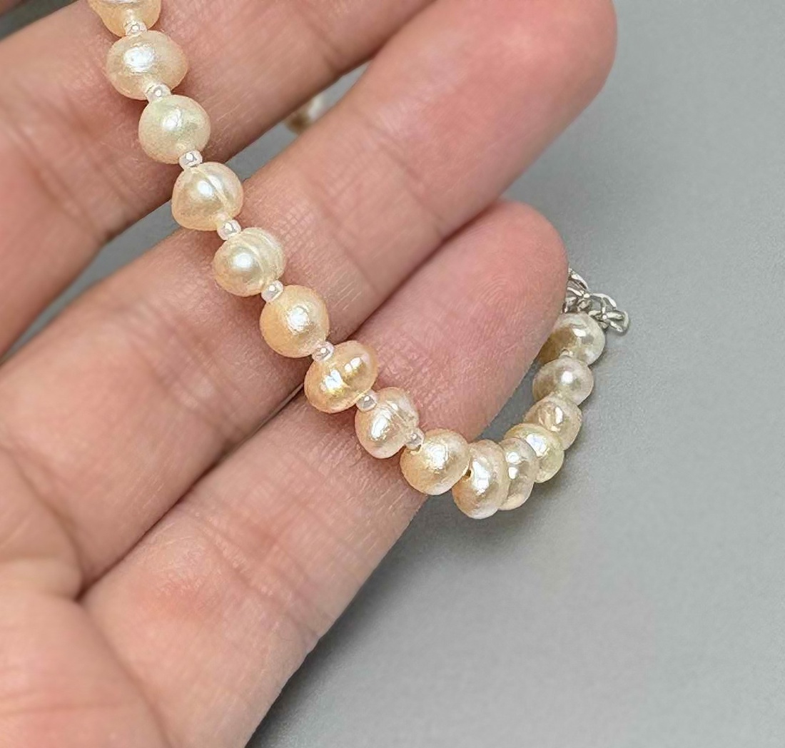 Bratara perle cultura - Blush Pearl - bijuterii - brățări - brățări din mărgele - Artynos.ro