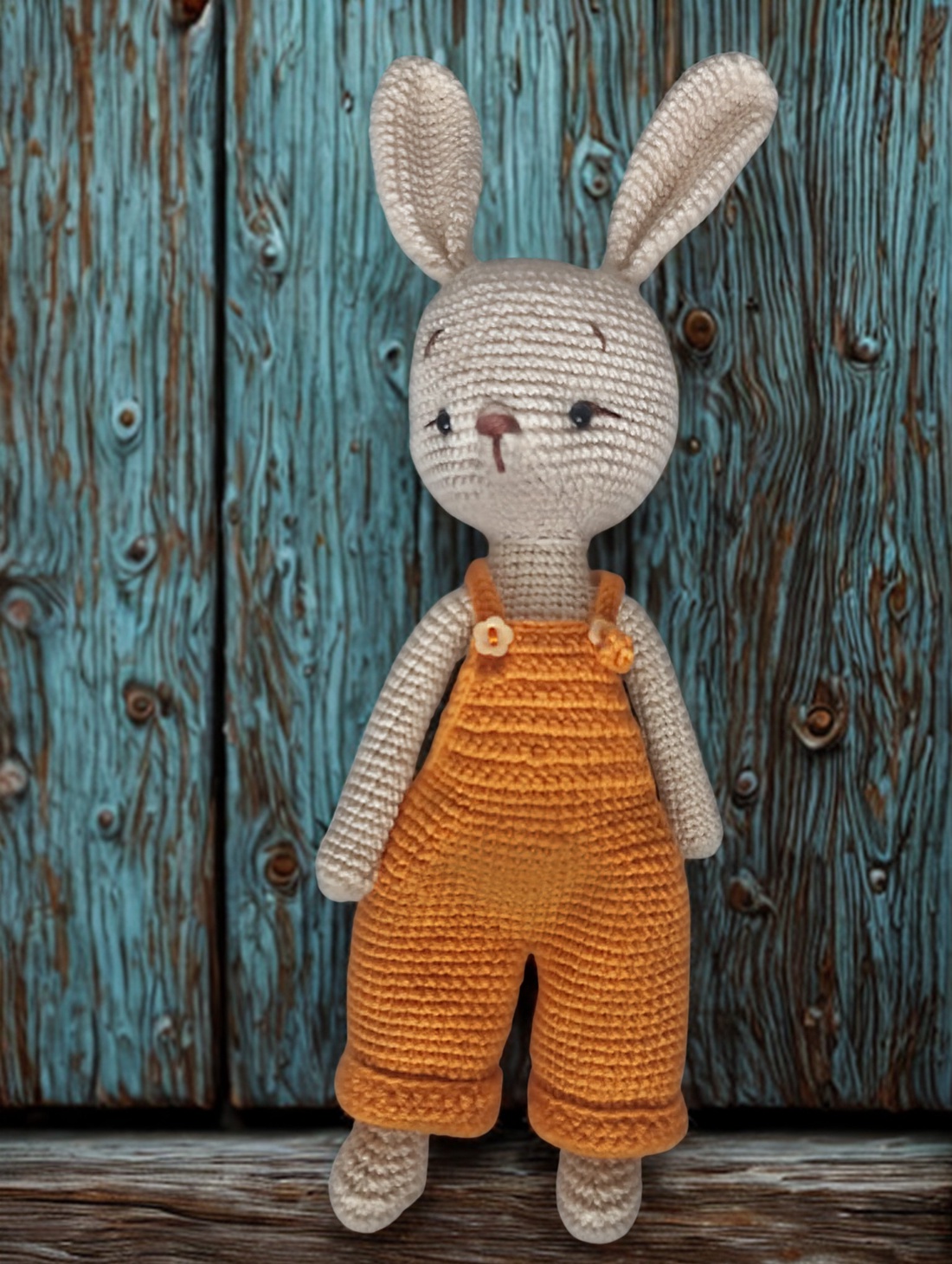 Iepurașul Hoppy � Păpușă premium croșetată cu pantonași de toamnă (24 cm) - jucării și echipamente pentru copii - plușuri - iepure de pluș - Artynos.ro