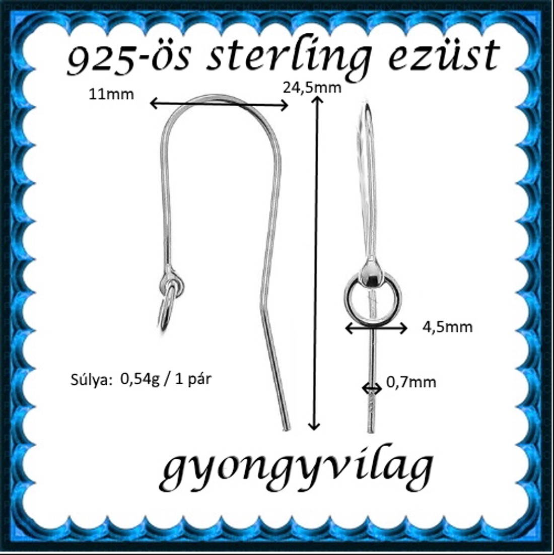 Accesorii pentru bijuterii din argint 925: bază pentru cercei cu cârlig EFK A 76 - accessorii și unelte - accesorii pentru bijuterii - Artynos.ro