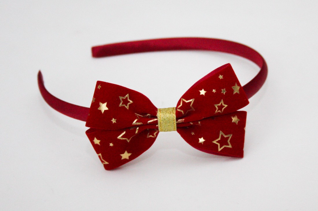 Masnis hairband hairband pentru Crăciun - Bordeaux cu stele de aur -  - Artynos.ro
